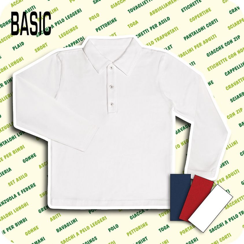 Basic Polo a manica corta in cotone con tre bottoni
